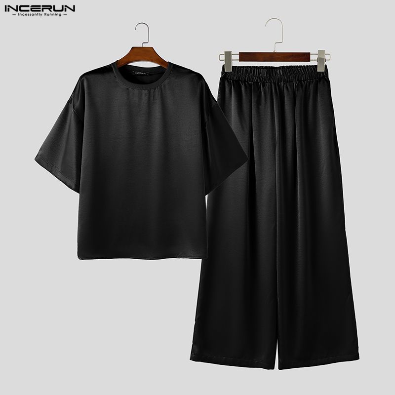 Men'S Fashion Loose Pants - INCERUN Setelan Pria Polos Longgar Berkilau