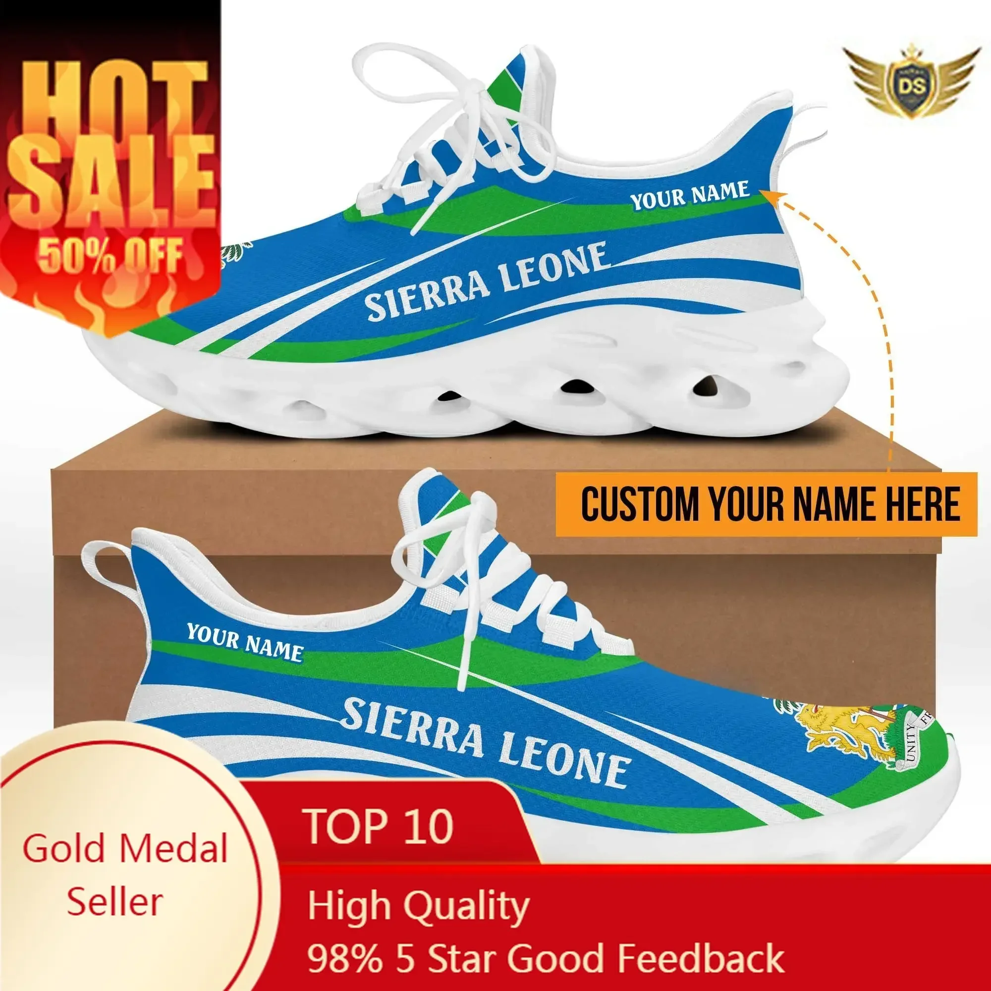 Men'S Fashion Running Shoes - Sneaker Desainer Pria Bendera Sierra Leone