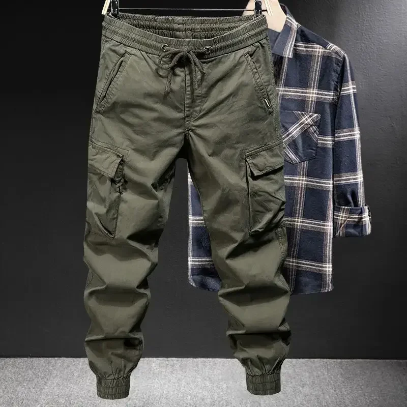 Men'S Fashion Line - Celana panjang pria, celana kargo hitam