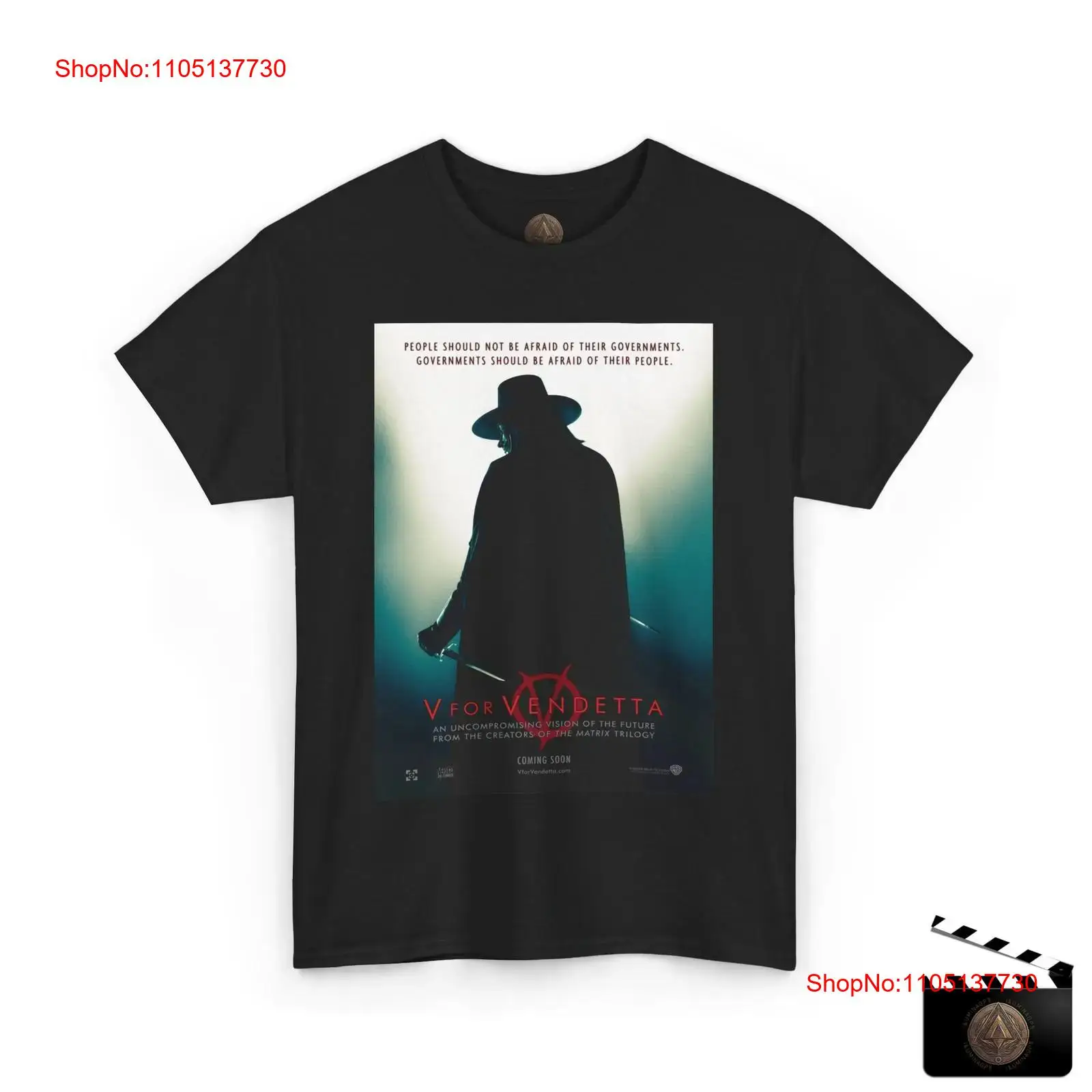 Men'S Fashion V Neck T Shirts - Kaos Poster Film Retro V For