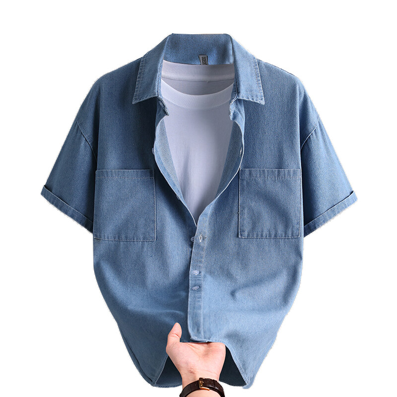 Mens Fashion Urban - Kemeja Denim Pria Mode Musim Panas
