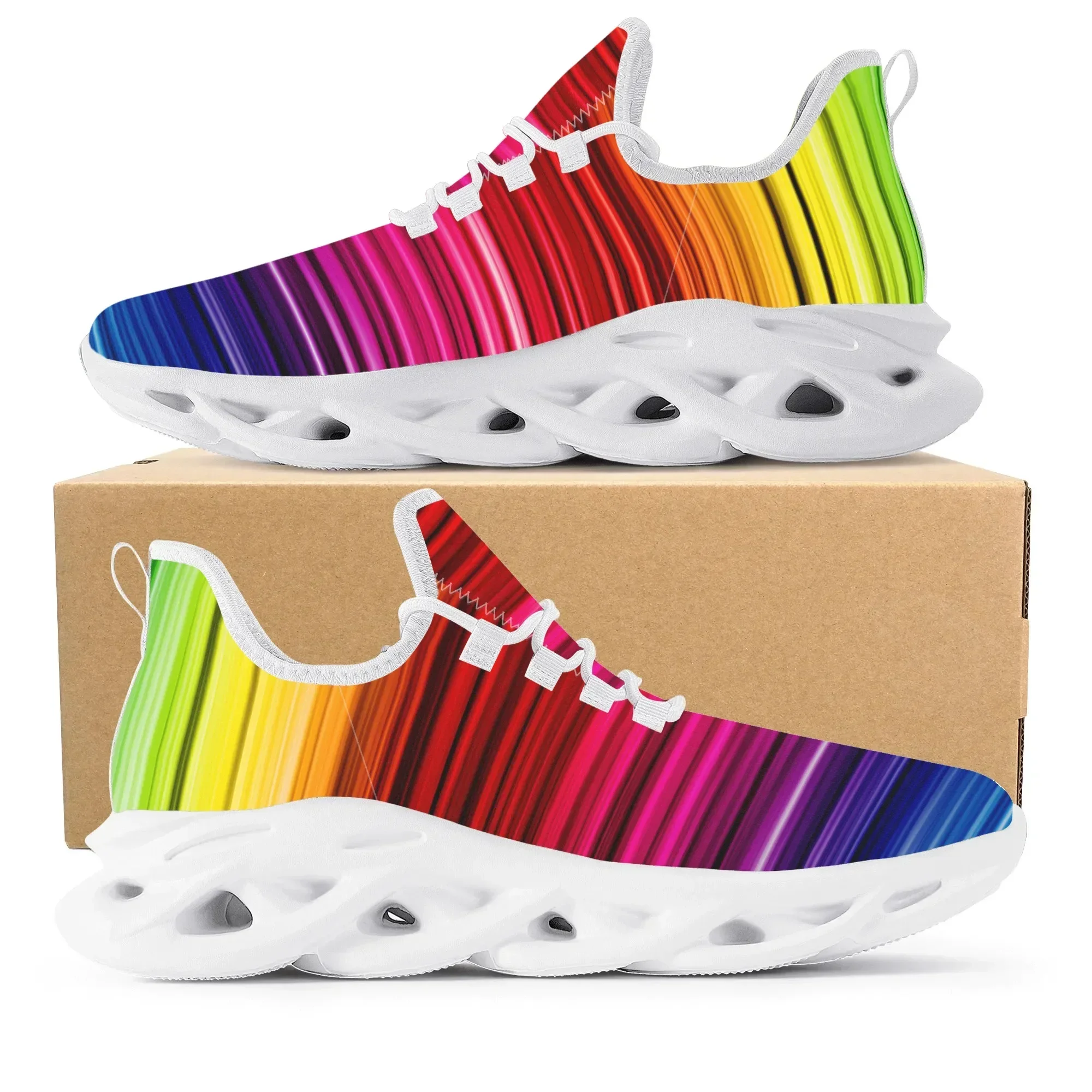 Men'S Fashion Running Shoes - Sepatu kets modis desain pelangi warna-warni