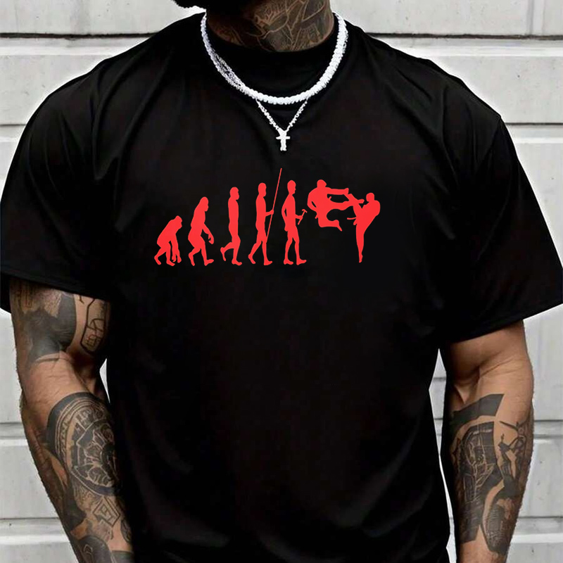 Men'S Fashion Evolution - Kaos Cetak Grafis Pria Karate Evolution
