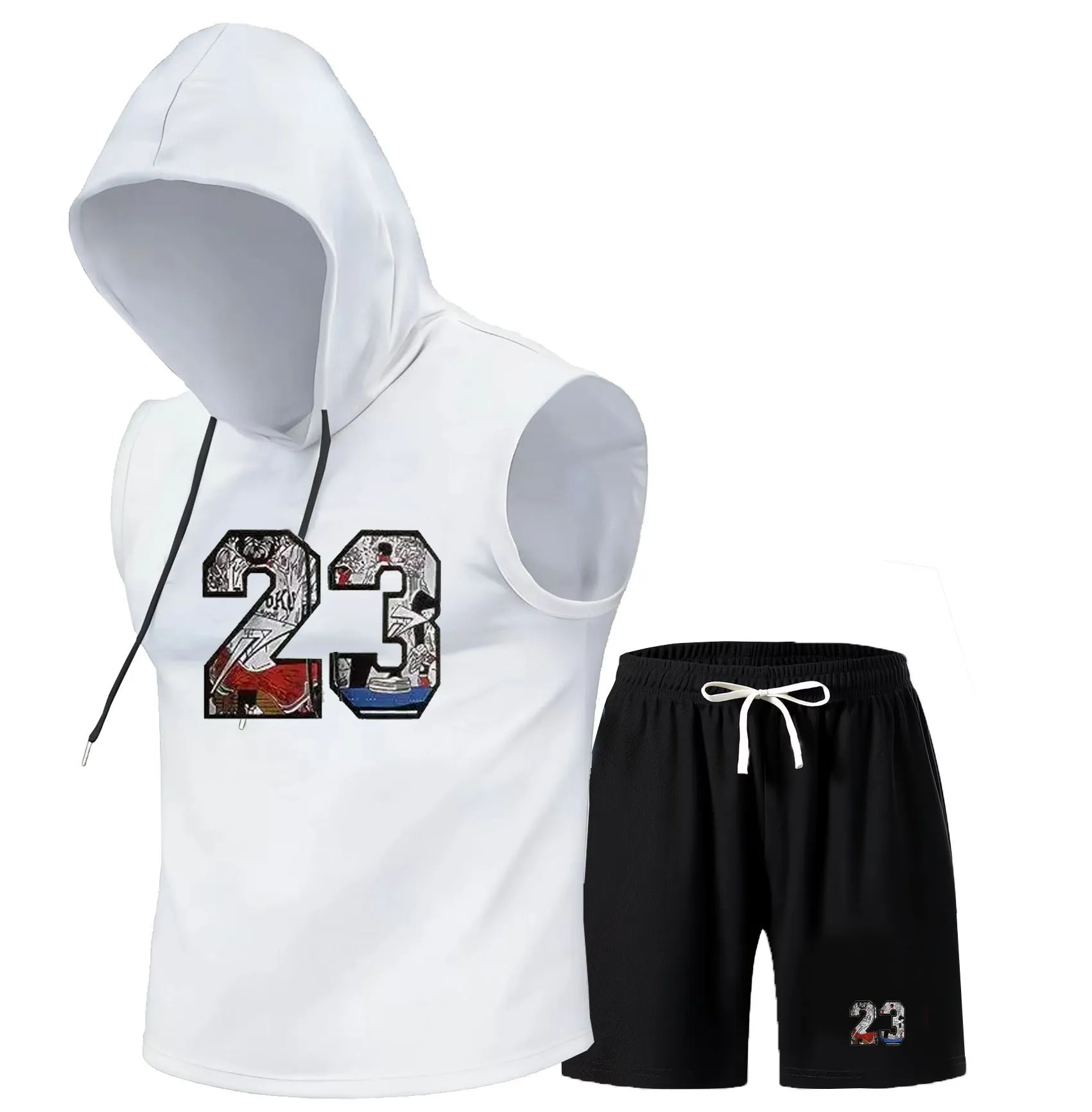 Men'S Fashion V Neck T Shirts - Set Dua Potong Pria Musim Panas,