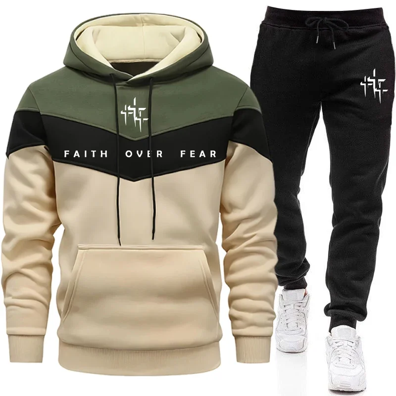 Faith Over Fear Setelan Olahra - Mens Fashion Urban ulasan dan harga