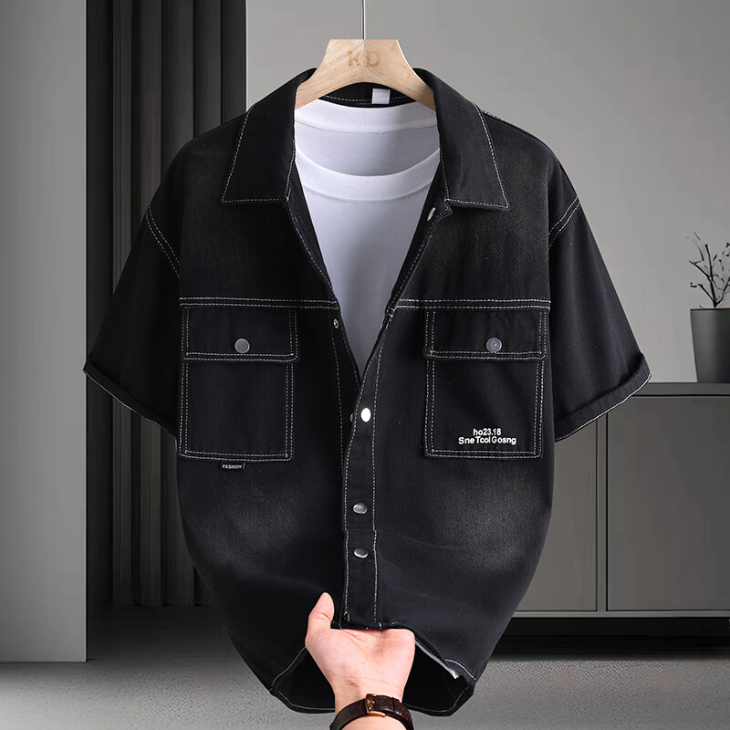 Kemeja Denim Pria Mode Musim P - Mens Fashion Urban ulasan dan harga