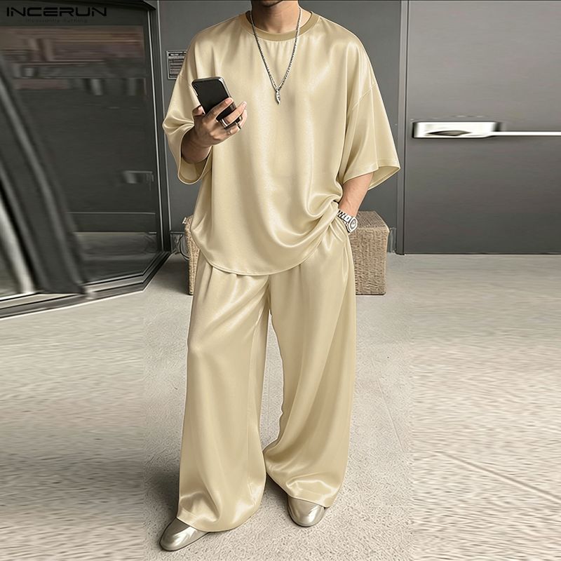 INCERUN Setelan Pria Polos Lon - Men'S Fashion Loose Pants ulasan dan harga