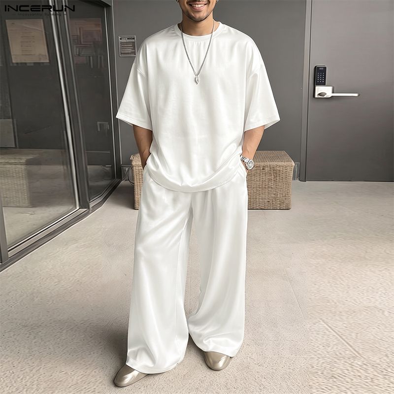 INCERUN Setelan Pria Polos Lon - Men'S Fashion Loose Pants ulasan dan harga