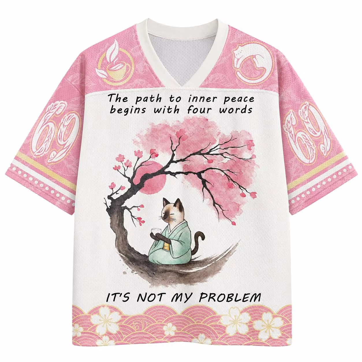 Kaos Sakura Tree Cat 2026 Fash - Men'S Fashion V Neck T Shirts ulasan dan harga