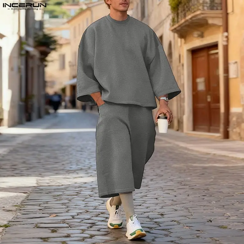INCERUN Setelan Pria Warna Sol - Men'S Fashion Loose Pants ulasan dan harga