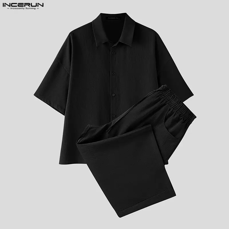 INCERUN Set Pria Celana Kemeja - Men'S Fashion Loose Pants ulasan dan harga