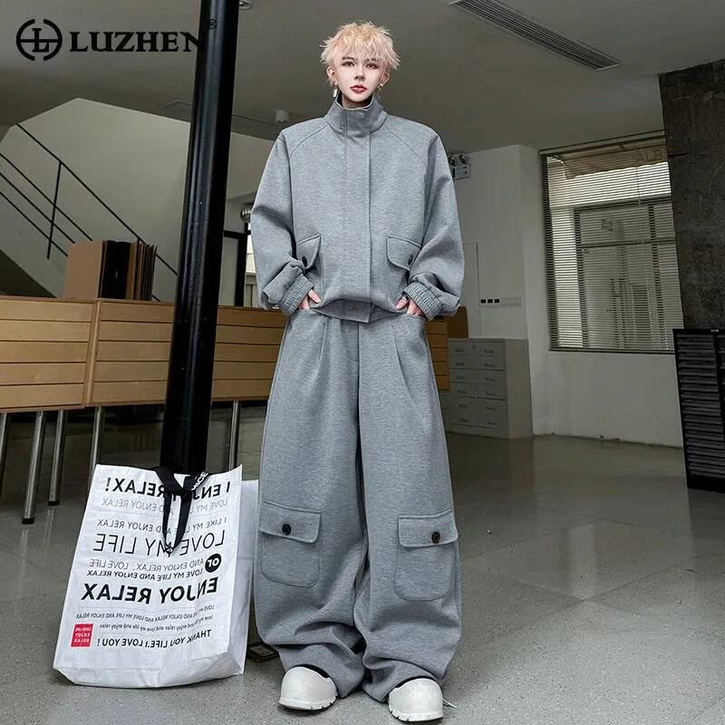 LUZHEN Cardigan Warna 2026, Sw - Men'S Fashion Loose Pants ulasan dan harga